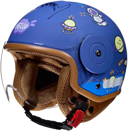 Kinder Motorradhelm Roller Helm jethelm mit Sonnenblende Niedlicher Helm Mädchen Rollerhelm Junge Mofa Helm für 5 Jahre - 12 Jahre Kid B,50-54CM Kinder Motorradhelm Roller Helm jethelm mit Sonnenblende Niedlicher Helm Mädchen Rollerhelm Junge Mofa Helm für 5 Jahre - 12 Jahre Kid B,50-54CM von QKBMFK