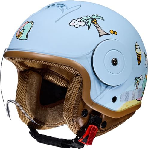 Kinder Motorradhelm Roller Helm jethelm mit Sonnenblende Niedlicher Helm Mädchen Rollerhelm Junge Mofa Helm für 5 Jahre - 12 Jahre Kid C,50-54CM Kinder Motorradhelm Roller Helm jethelm mit Sonnenblende Niedlicher Helm Mädchen Rollerhelm Junge Mofa Helm für 5 Jahre - 12 Jahre Kid C,50-54CM von QKBMFK