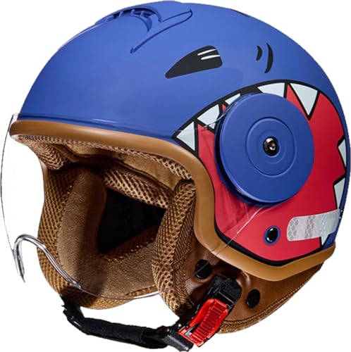 Kinder Motorradhelm Roller Helm jethelm mit Sonnenblende Niedlicher Helm Mädchen Rollerhelm Junge Mofa Helm für 5 Jahre - 12 Jahre Kid D,50-54CM Kinder Motorradhelm Roller Helm jethelm mit Sonnenblende Niedlicher Helm Mädchen Rollerhelm Junge Mofa Helm für 5 Jahre - 12 Jahre Kid D,50-54CM von QKBMFK