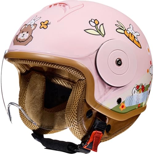 Kinder Motorradhelm Roller Helm jethelm mit Sonnenblende Niedlicher Helm Mädchen Rollerhelm Junge Mofa Helm für 5 Jahre - 12 Jahre Kid A,50-54CM Kinder Motorradhelm Roller Helm jethelm mit Sonnenblende Niedlicher Helm Mädchen Rollerhelm Junge Mofa Helm für 5 Jahre - 12 Jahre Kid A,50-54CM von QKBMFK