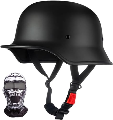 Retro Deutscher Stil Motorrad Halbhelm Retro Halbschalenhelm mit DOT/ECE Genehmigt Vintage Offenem Helm Jet-Helm Für Männer Und Frauen Fahrrad Cruiser Chopper Moped Roller B,L=58-60CM Retro Deutscher Stil Motorrad Halbhelm Retro Halbschalenhelm mit DOT/ECE Genehmigt Vintage Offenem Helm Jet-Helm Für Männer Und Frauen Fahrrad Cruiser Chopper Moped Roller B,L=58-60CM von QKBMFK