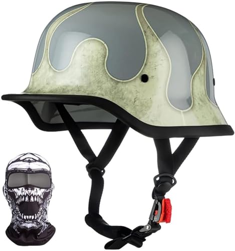 Retro Deutscher Stil Motorrad Halbhelm Retro Halbschalenhelm mit DOT/ECE Genehmigt Vintage Offenem Helm Jet-Helm Für Männer Und Frauen Fahrrad Cruiser Chopper Moped Roller E,M=54-57CM Retro Deutscher Stil Motorrad Halbhelm Retro Halbschalenhelm mit DOT/ECE Genehmigt Vintage Offenem Helm Jet-Helm Für Männer Und Frauen Fahrrad Cruiser Chopper Moped Roller E,M=54-57CM von QKBMFK