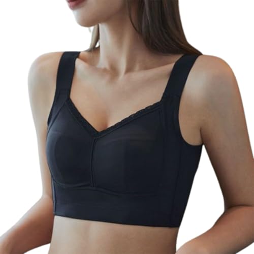 QKCQQTS Minimizer-BHS für Damen, große Oberweite, ungepolsterte Bralettes für jeden Tag, dünne, Nahtlose Vollschalen-BHS für Damen für den Sommer (Black,40) von QKCQQTS