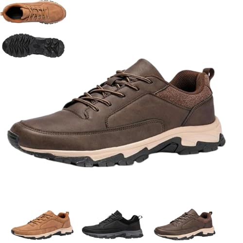 QKCQQTS Orthopädische Herren-Sneaker von Bestofoot, Bequeme Leder-Sneaker für Herren mit Fußgewölbeunterstützung, wasserdicht, rutschfest (Brown,43) von QKCQQTS