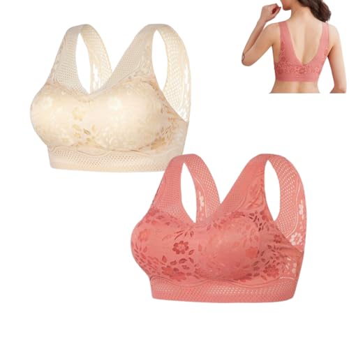 QKCQQTS Orthopädischer Anti-Sagging-BH für Damen, Push-Up-Vollschalen-BH in Übergröße für Damen, Haltungskorrektur-BH für Senioren (2pcs-d,M) von QKCQQTS