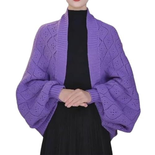 QKCQQTS Weiche Schals mit Ärmeln für Damen, Neuer gestrickter Schal, warme Strickjacke für Herbst und Winter (Purple,One Size) von QKCQQTS