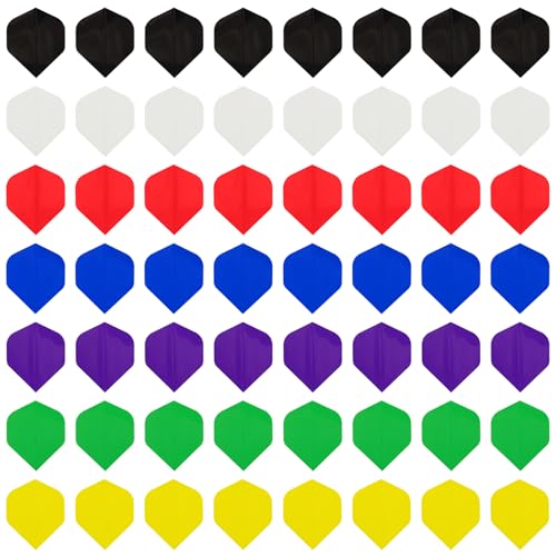 QKURT Dartpfeil-Flights, 7 Farbe 56 PCS Standardform Dart Flight Dicker Dart Flight Set für Dartspiel, PET Dart Flight für weiche Spitze Stahlspitze QKURT Dartpfeil-Flights, 7 Farbe 56 PCS Standardform Dart Flight Dicker Dart Flight Set für Dartspiel, PET Dart Flight für weiche Spitze Stahlspitze von QKURT