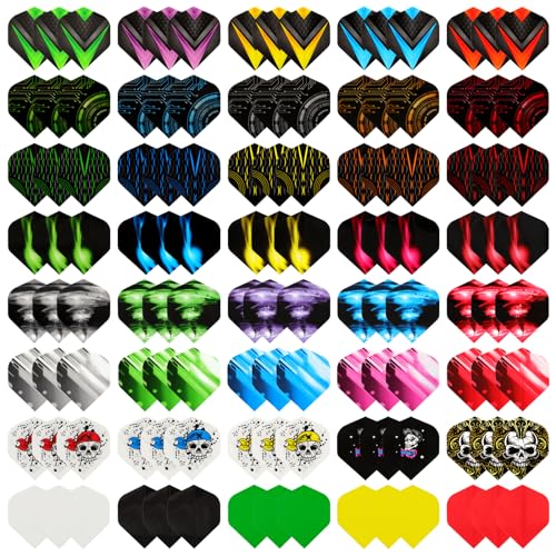 QKURT Dartpfeil-Flights, 8 Stile 40 Sets 120 PCS Standardform Dart Flight Dicker Dart Flight Set für Dartspiel, PET Dart Flight für weiche Spitze Stahlspitze QKURT Dartpfeil-Flights, 8 Stile 40 Sets 120 PCS Standardform Dart Flight Dicker Dart Flight Set für Dartspiel, PET Dart Flight für weiche Spitze Stahlspitze von QKURT