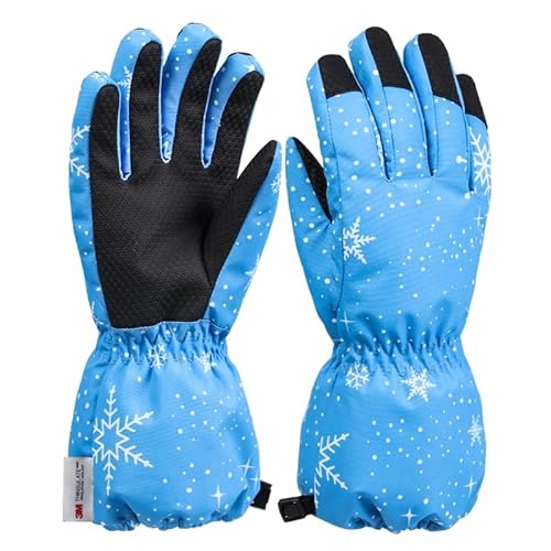 QKURT Kinder Ski Handschuhe, Kinder Winter Warme Handschuhe Winddicht Schnee Fäustlinge Mädchen Jungen Kaltes Wetter Handschuhe Schlittenfahren Fäustlinge Snowboard Handschuhe Skating Fäustlinge von QKURT