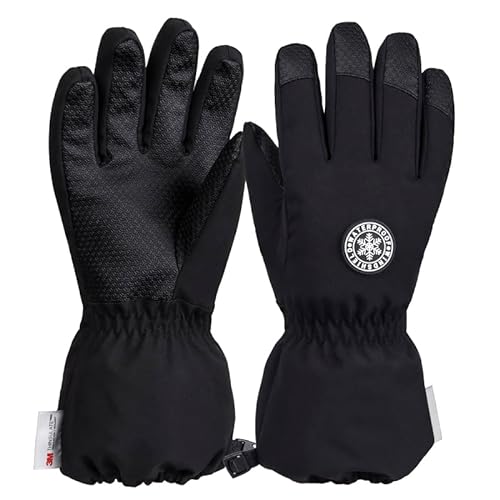 QKURT Kinder Ski Handschuhe, Kinder Winter Warme Handschuhe Winddicht Schnee Fäustlinge Mädchen Jungen Kaltes Wetter Handschuhe Schlittenfahren Fäustlinge Snowboard Handschuhe Skating Fäustlinge von QKURT