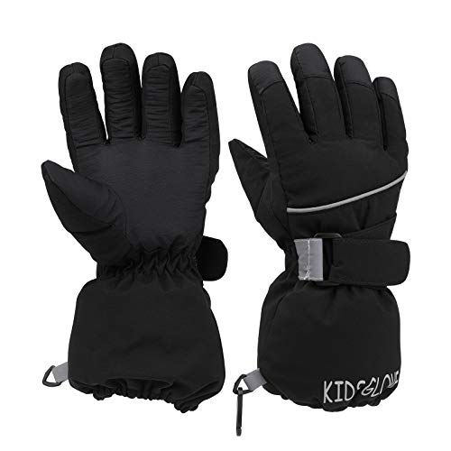 QKURT Kinder Skihandschuhe, Snowboard Handschuhe Schneehandschuhe wasserdichte und Winddichte Winter Fäustlinge für Mädchen und Jungen Skifahren Snowboard Reiten Laufen Wandern Radfahren-Schwarz-4-6 QKURT Kinder Skihandschuhe, Snowboard Handschuhe Schneehandschuhe wasserdichte und Winddichte Winter Fäustlinge für Mädchen und Jungen Skifahren Snowboard Reiten Laufen Wandern Radfahren-Schwarz-4-6 von QKURT