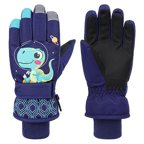 QKURT Kinder-Skihandschuhe, Warme Winter-Schneehandschuhe für Kinder, Verdickte Winddichte Kleinkind-Handschuhe mit Dinosaurier-Muster, Kaltwetter-Skating-Rodeln-Handschuhe für Jungen und Mädchen QKURT Kinder-Skihandschuhe, Warme Winter-Schneehandschuhe für Kinder, Verdickte Winddichte Kleinkind-Handschuhe mit Dinosaurier-Muster, Kaltwetter-Skating-Rodeln-Handschuhe für Jungen und Mädchen von QKURT