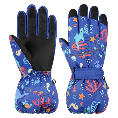 QKURT Kinder-Skihandschuhe, Winddichte Kleinkind-Thermohandschuhe, Winter-Skating-Fäustlinge, Vollfinger-Snowboard-Handschuhe, Kinder-Outdoor-Sporthandschuhe mit Cartoon-Muster für Mädchen und Jungen QKURT Kinder-Skihandschuhe, Winddichte Kleinkind-Thermohandschuhe, Winter-Skating-Fäustlinge, Vollfinger-Snowboard-Handschuhe, Kinder-Outdoor-Sporthandschuhe mit Cartoon-Muster für Mädchen und Jungen von QKURT
