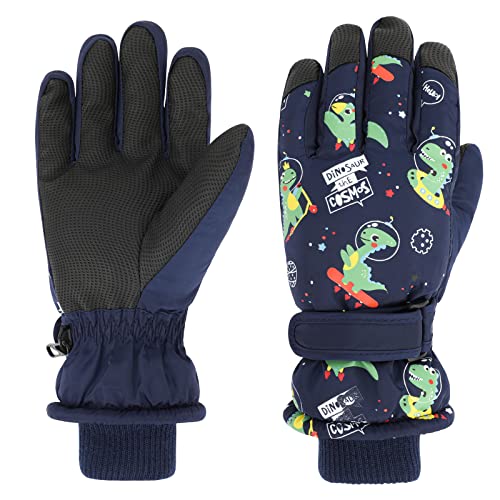 QKURT Kinder Skihandschuhe für Jungen und Mädchen 7-9 Jahre, Winterschneehandschuhe, wasserdichte Handschuhe, Kindersporthandschuhe mit Dinosauriermuster zum Rodeln Snowboarden Skifahren QKURT Kinder Skihandschuhe für Jungen und Mädchen 7-9 Jahre, Winterschneehandschuhe, wasserdichte Handschuhe, Kindersporthandschuhe mit Dinosauriermuster zum Rodeln Snowboarden Skifahren von QKURT