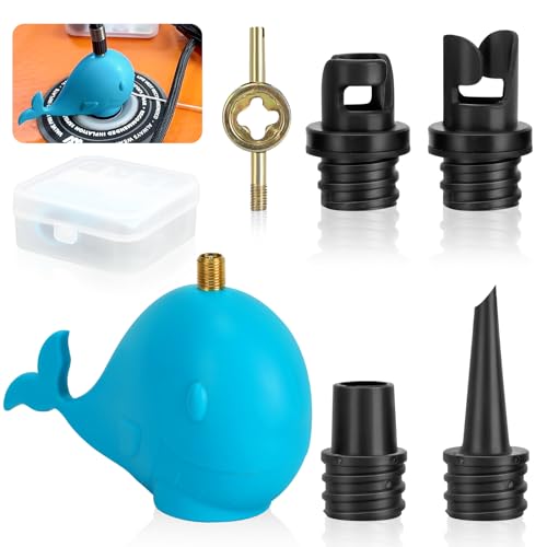 QKURT Paddle Board Pumpenadapter, 4 Düsen Sup Pumpe Adapter Luftpumpe Konverter, Boot Luftventil Adapter Kit, Aufblasbare Pumpe Adapter für Kajak, Schlauchboot, Stand Up Paddle Board, Aufblasbare Bett von QKURT