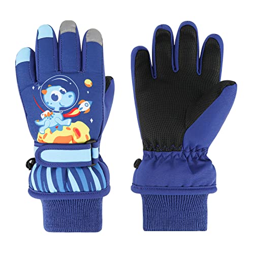 QKURT Skihandschuhe für Kinder, Warme Winter-Schneehandschuhe für Kinder wasserdichte Dicke Kinderhandschuhe Fäustlinge mit Dinosauriermuster für Jungen und Mädchen QKURT Skihandschuhe für Kinder, Warme Winter-Schneehandschuhe für Kinder wasserdichte Dicke Kinderhandschuhe Fäustlinge mit Dinosauriermuster für Jungen und Mädchen von QKURT