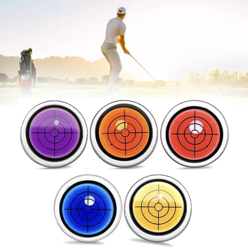 QLNGSHP Golf Ball Marker Round Cap Clip Mark with Level Function, Golftrainer Golfmarker, Golfballmarker Wasserwaage (5PCS) von QLNGSHP