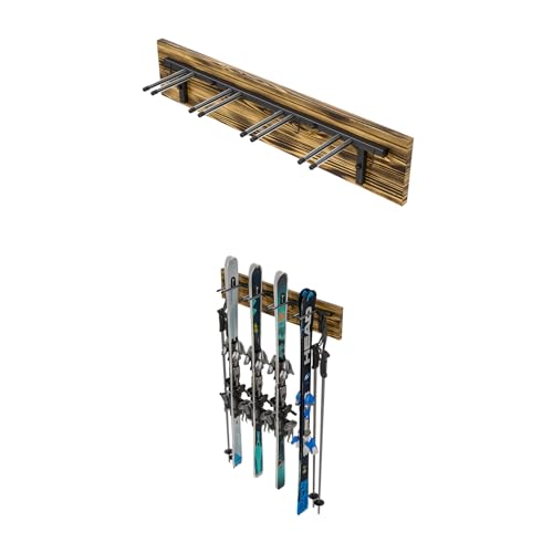 QLS Skihalterung S3 Wand Skihalter für 4 Paare 83 cm Stahl Holz hölzerne Hakenleiste Nordic Walking Trekking Stöcke Skiträger QLS Skihalterung S3 Wand Skihalter für 4 Paare 83 cm Stahl Holz hölzerne Hakenleiste Nordic Walking Trekking Stöcke Skiträger von QLS