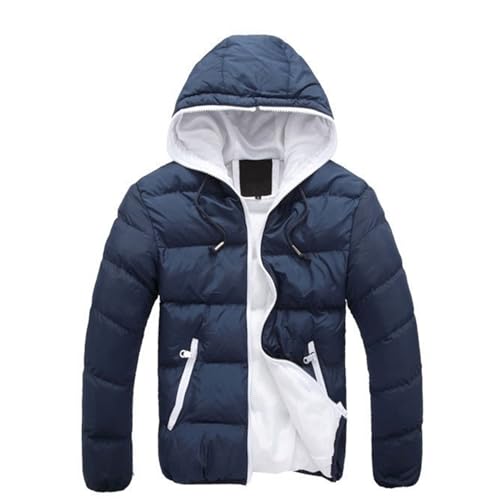 QLXYYFC Herren Winterjacke Leicht Steppjacke Übergangsjacke Hooded für Männer Gefüttert Packbar Lightweight Jacket (Color : Blue, Size : L) von QLXYYFC
