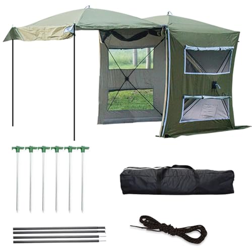 QLXYYFC Outdoor-Zelt Auto-Heckzelt SUV Erweitertes Heckzelt Wasserdichtes, Vielseitiges Campingzelt mit Seitenfenstern für Familienzelt und Zeltnutzung für 3–4 Personen(Verde,Small) von QLXYYFC