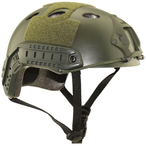 QMFIVE Airsoft Helm PJ Mode Helme Leichtbau Taktische Schnelle Helm und Schutzbrille für Airsoft Paintball (Grün+L) von QMFIVE