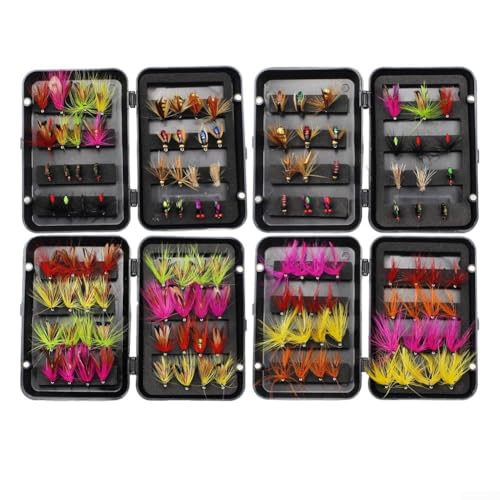 Premium-Fliegenfischen-Fliegen-Set, transparent und praktisch, 3224-teiliges Set (C-32-teilig) von QOXEZY