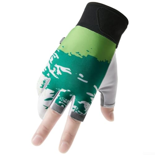 QOXEZY Leichte Sonnenschutz-Fahrradhandschuhe, atmungsaktive Handfläche, elastisches Handgelenk, Touchscreen-Funktion (A Green) von QOXEZY