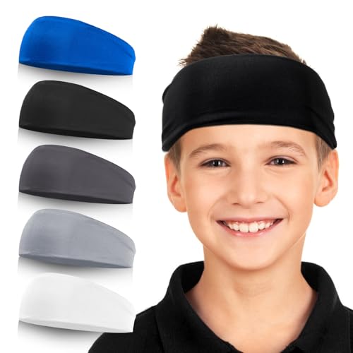 Sport Stirnbänder für Kinder, 5 Pack Feuchtigkeit Wicking Schweißbänder für Fußball Baseball Laufen für Jungen und Mädchen 5-15 Jahre alt Sport Stirnbänder für Kinder, 5 Pack Feuchtigkeit Wicking Schweißbänder für Fußball Baseball Laufen für Jungen und Mädchen 5-15 Jahre alt von QQJOYCCI