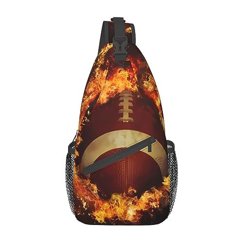 Flaming American Football Bauchtasche für Mann Frauen Hüfttasche Verstellbarer Gürtel Lässige Brusttasche Bauchtaschen für Reisen Sport Laufen Wandern Hüfttaschen, Schwarz , Einheitsgröße von QQLADY