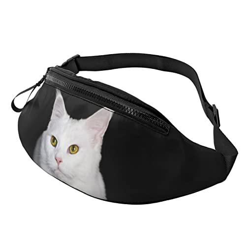 Katzen-Bauchtasche für Männer und Frauen, verstellbarer Gürtel, lässige Brusttasche, Bauchtaschen für Reisen, Sport, Laufen, Wandern, Hüfttaschen, Schwarz , Einheitsgröße von QQLADY