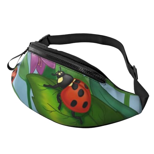 Ladybug Bauchtasche für Herren Damen Hüfttasche Verstellbarer Gürtel Lässige Brusttasche Bauchtaschen für Reisen Sport Laufen Wandern Hüfttaschen, Schwarz , Einheitsgröße von QQLADY