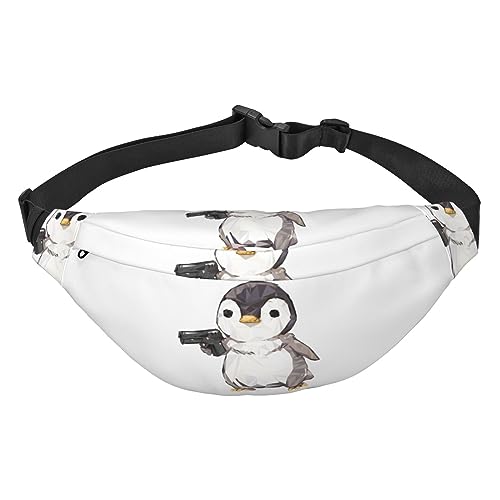 Pinguin Bauchtasche für Damen und Herren, verstellbarer Gürtel, lässige Brusttasche, Bauchtaschen für Reisen, Wandern, Hüfttaschen, Schwarz , Einheitsgröße von QQLADY