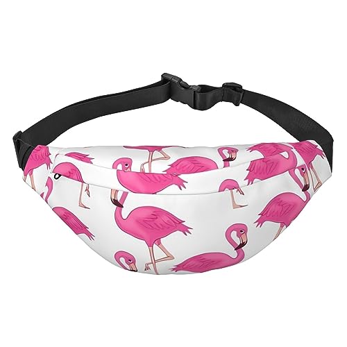 Rosa Flamingo Bauchtasche für Damen Herren Hüfttasche Verstellbarer Gürtel Lässige Brusttasche Bauchtaschen für Reisen Wandern Hüfttaschen, Schwarz , Einheitsgröße von QQLADY