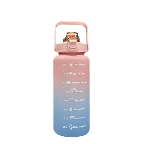 Sportwasserflasche 2L Trinkflasche BPA Freie Wasserflasche Mit Verschlussdeckel Und Auslaufsicher Für Fitnessstudio, Schule, Radfahren, Outdoor, Sport, Fitness Und Büro. (Blau-Rosa Farbverlauf) von QQLADY