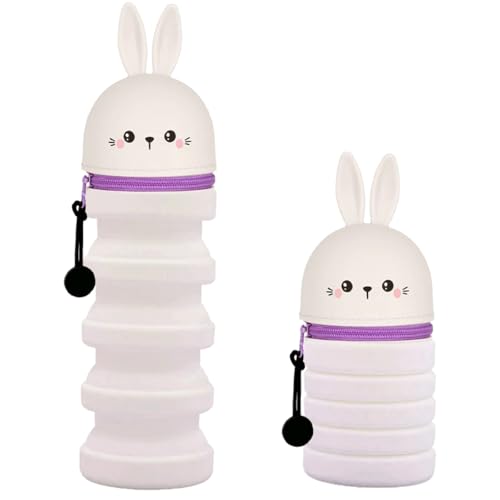 QRKPVHD 2 in 1 Weiche Silikontasche Kawaii Federmäppchen, Tischstifthalter, Reißverschluss, Silikon, Stiftetasche Buntstifte Marker, Büro, niedlicher Schulbedarf, Tier-Stifthalter, Mädchen Kaninchen QRKPVHD 2 in 1 Weiche Silikontasche Kawaii Federmäppchen, Tischstifthalter, Reißverschluss, Silikon, Stiftetasche Buntstifte Marker, Büro, niedlicher Schulbedarf, Tier-Stifthalter, Mädchen Kaninchen von QRKPVHD