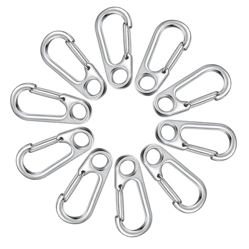 QRONCES Karabinerhaken aus Zinklegierung, robust, für Gürtel, Schlüsselhalter, Mini-Schlüsselanhänger, Karabinerhaken, Feder-Karabiner, 10 Stück von QRONCES