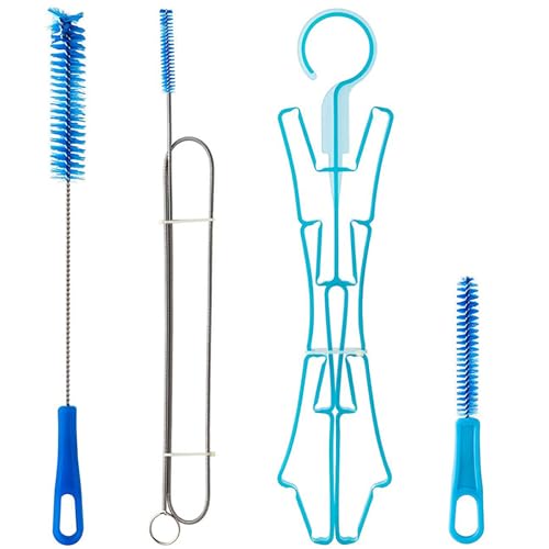 QRONCES Reinigungs-Set für Wasserblasen, 4-in-1, Trinkblasen-Reinigungsbürste, flexible lange Blasenbürste, kleine Bürste, langlebige Trinkblase, Schlauchbürste, kleine Bürste für Mundstück von QRONCES