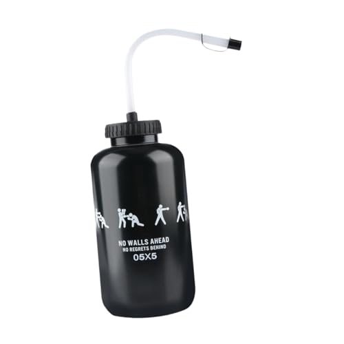 QSTDGVPW 1L Wasserflasche mit Flexiblem Schlauch für Sport Und Outdoor, Schwarz von QSTDGVPW