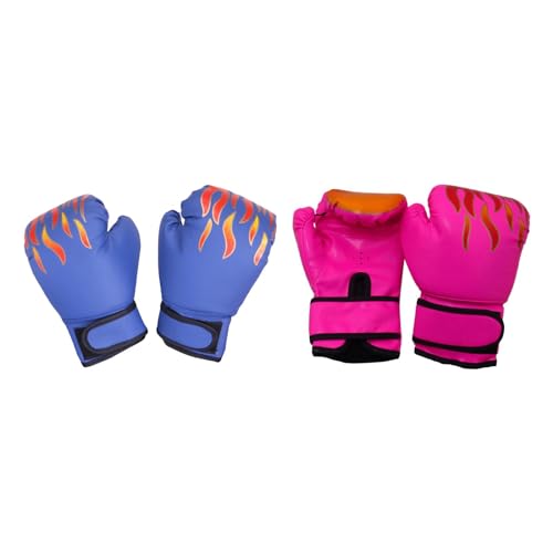 QSTDGVPW 2 Paar Boxhandschuhe für Kinder, Boxhandschuhe, Sparringhandschuhe, Trainingsboxhandschuhe für Jugendliche, Karate MMA, Training, Rosa und Blau von QSTDGVPW