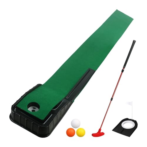 QSTDGVPW Indoor Golf Matte mit Autobulenrückkehr Und 3 Bälle für Alle Qualifikationsstufen, Roter Putter von QSTDGVPW