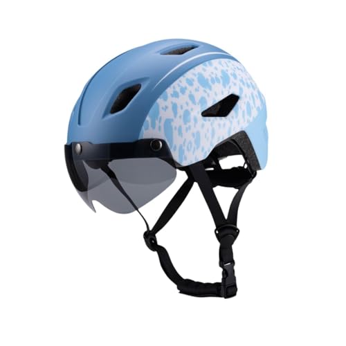 QSTDGVPW Kinder Fahrradhelm mit Visier, Fahrradhelm, Fahrradmütze für Outdoor Aktivitäten, Mountainbike, Blau von QSTDGVPW