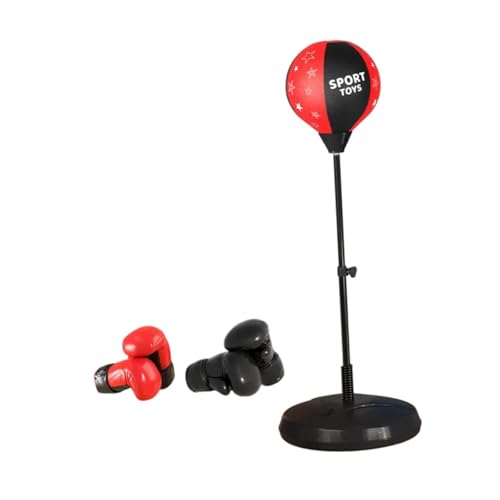 QSTDGVPW Setup des Stanzbeutels mit Reflexball Und Boxhandschuhen für Bewegung zu Hause Oder Im Fitnessstudio, Rot Schwarz von QSTDGVPW