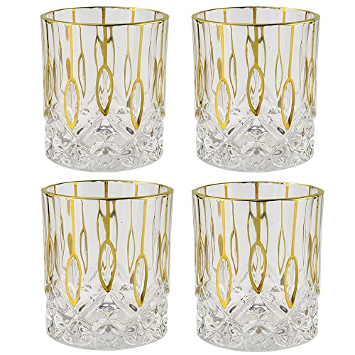 QTANZIQI Altmodische Gläser, Kristall-Whisky-Gläser-Set, luxuriöse Trinkgläser zum Trinken von Bourbon, Scotch, Cocktail, Cognac, Irish Whiskey, 4er-Set (Typ2) von QTANZIQI