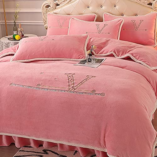 QTANZIQI Bettwäsche-Set für King-Size-Betten, doppelter Fleece-Bettbezug, luxuriöser Bettbezug aus Gänsedaunen und Flanell, King-Size-Bettwäsche-Set für Zwei Personen, für Erwachsene Mütter von QTANZIQI