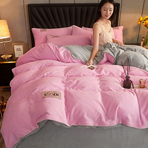 QTANZIQI Bettwäsche-Set für King-Size-Betten, nordisch bestickter Winter-Warmer doppelseitiger Bettbezug, Bettwäsche-Set, einfarbige Mikrofaser-Bettwäsche, King-Size-Bettbezug, Geschenk für Tochter von QTANZIQI