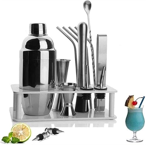 QTANZIQI Cocktail-Shaker-Barkeeper-Set mit Ständer, professionelles Bar-Werkzeug, Martini-Shaker, Rührlöffel, Stößel, Messbecher, perfektes Bar-Werkzeug-Set für die Bar-Party zu Hause von QTANZIQI