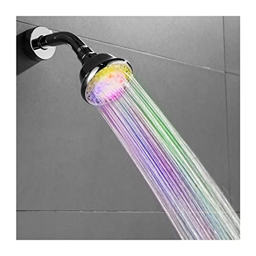 QTANZIQI Duschkopf Duschkopf 3 Zoll Regenduschkopf Led Runder Regenduschkopf 7 Farben Automatisch wechselnder Fester Hochdruckduschkopf Anti-Verstopfungsdüsen Finish-Dusche von QTANZIQI