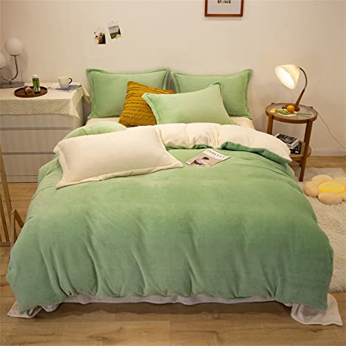 QTANZIQI Einzelbett-Bettbezug-Set, warmes Milchvlies, einfarbiges Flay-Fleece, Dicker doppelseitiger Daunen-Bettbezug, Samt-Flanell, weich, warm, King-Size-Bett-Bettwäsche-Set mit passendem von QTANZIQI