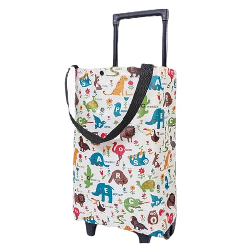 QTANZIQI Faltbarer Einkaufswagen, Einkaufswagen auf Rädern, zusammenklappbare Trolley-Taschen, strapazierfähiger, rollender Schiebewagen, wasserdicht, 2-in-1, einfache Lagerung, geräuschlose Räder, von QTANZIQI