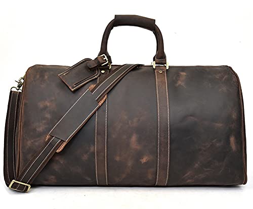 QTANZIQI Handgefertigte Reisetasche aus Leder – Flugzeug-Untersitz-Handgepäcktaschen, Weekender-Reisetasche für Männer oder Frauen (61 cm), schwarz von QTANZIQI